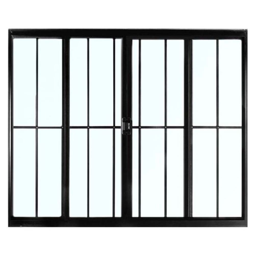 Janela 4 folhas 1,00x1,50 com grade no alumínio preto