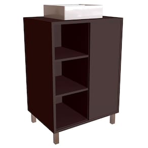 Gabinete 1 Porta Correr 60 cm Cuba Branca BL7250 Grafite FAEM