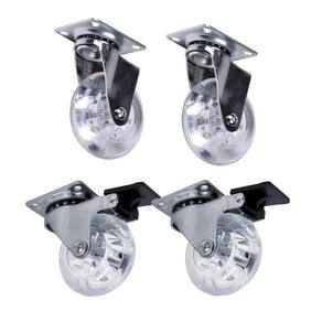 Kit 4 Rodinha Rodízios Giratórios 50mm Silicone – Anti-Risco, com Trava, 100kg Suporte