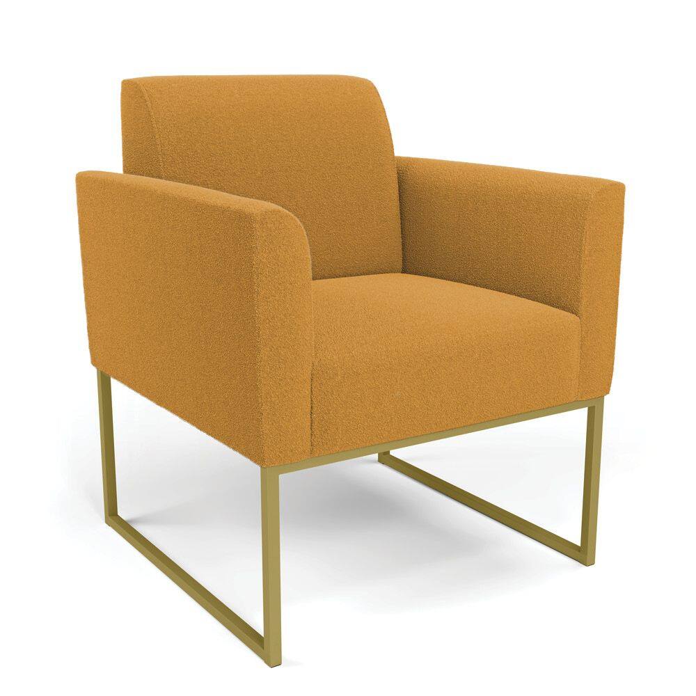 Poltrona Sala de Estar Industrial Dourado Marisa Bouclê Mostarda D03 - D`Rossi