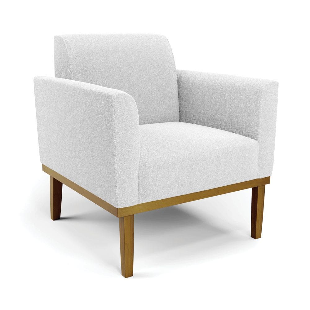 Poltrona para Sala Base Madeira Castanho Marisa Bouclê Off White D03 - D`Rossi