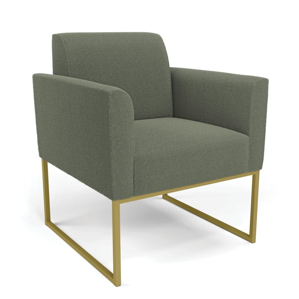 Poltrona Sala de Estar Industrial Dourado Marisa Bouclê Pistache D03 - D`Rossi