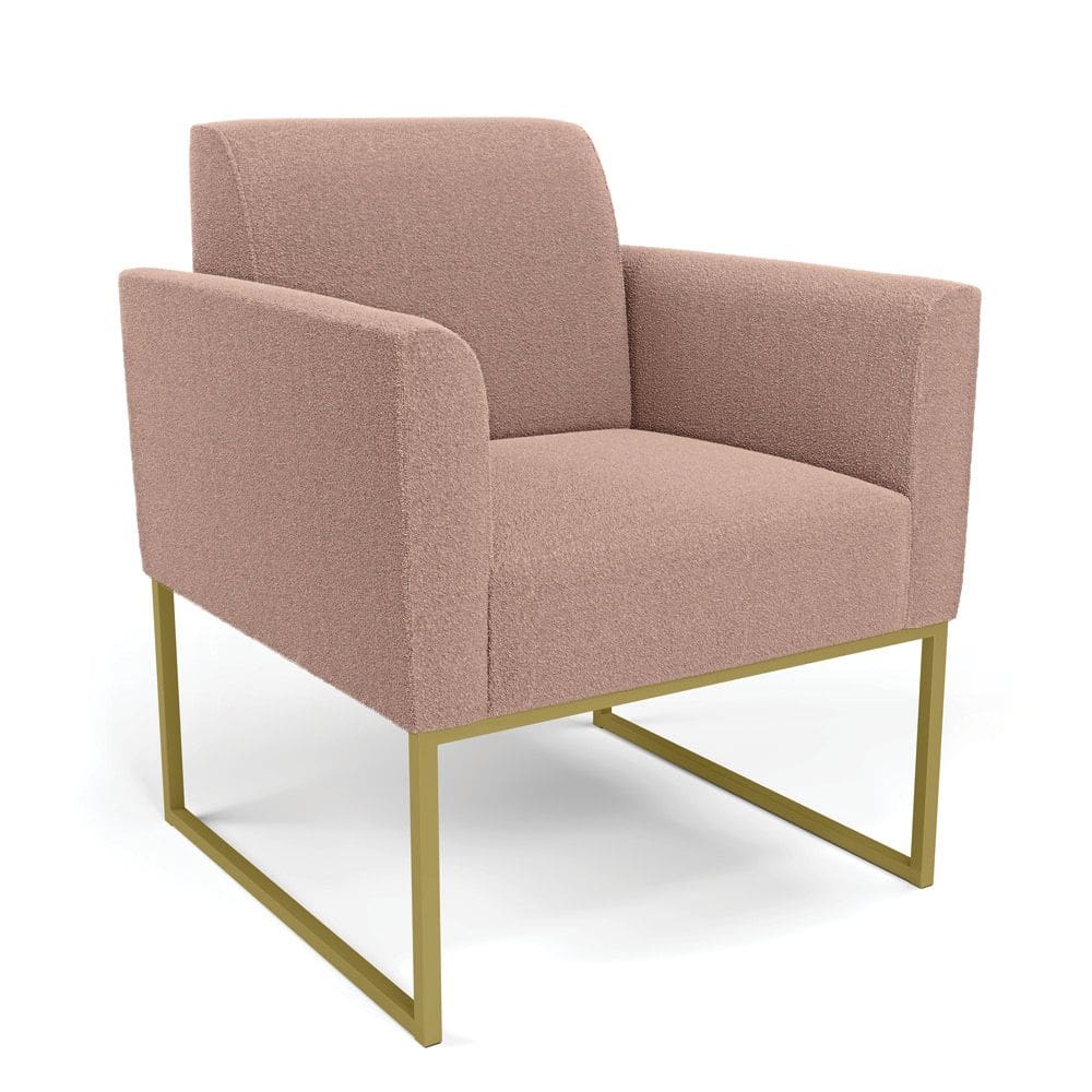 Poltrona Sala de Estar Industrial Dourado Marisa Bouclê Rosê D03 - D`Rossi