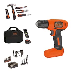 Kit de ferramentas BLACK+DECKER 8V Drill 57 peças com estojo de transporte