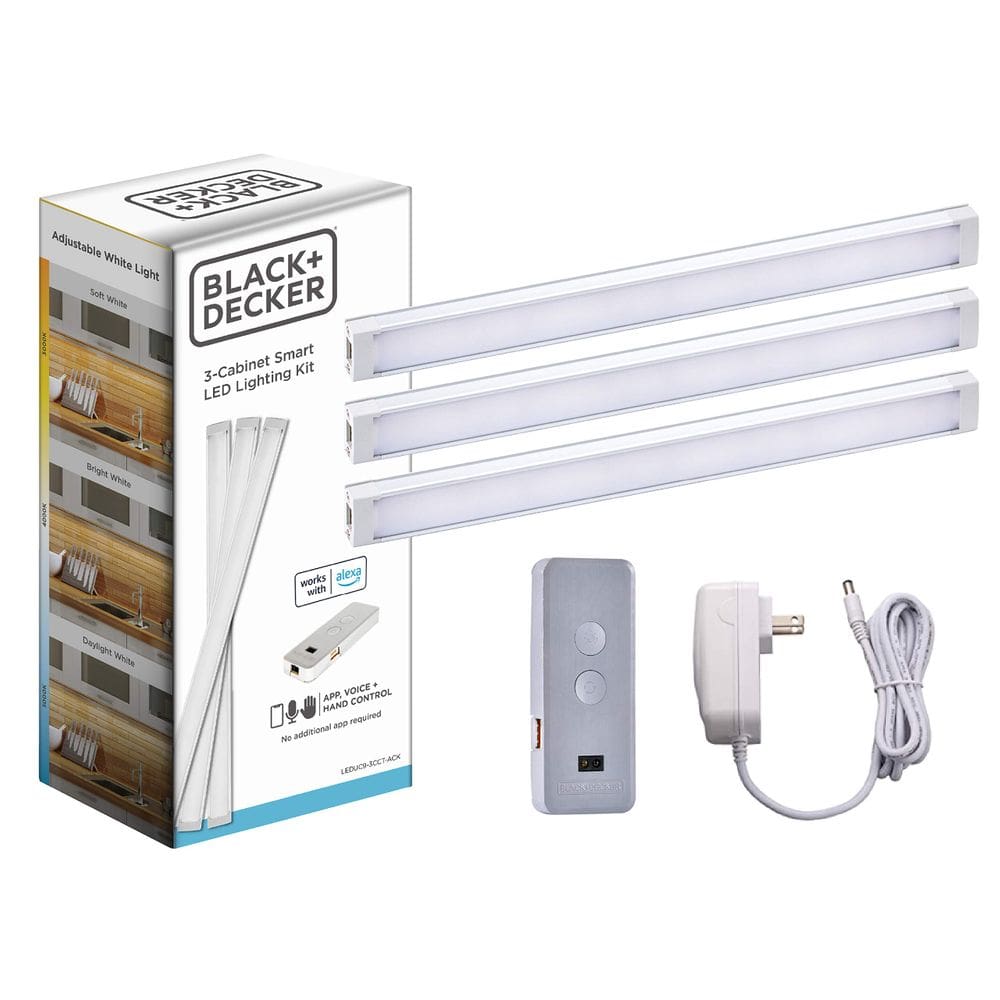 O kit de iluminação inteligente sob o gabinete BLACK+DECKER funciona com Alexa