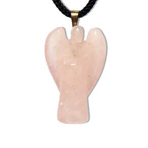 Colar de Anjo Quartzo Rosa Pedra Natural em Banho Dourado