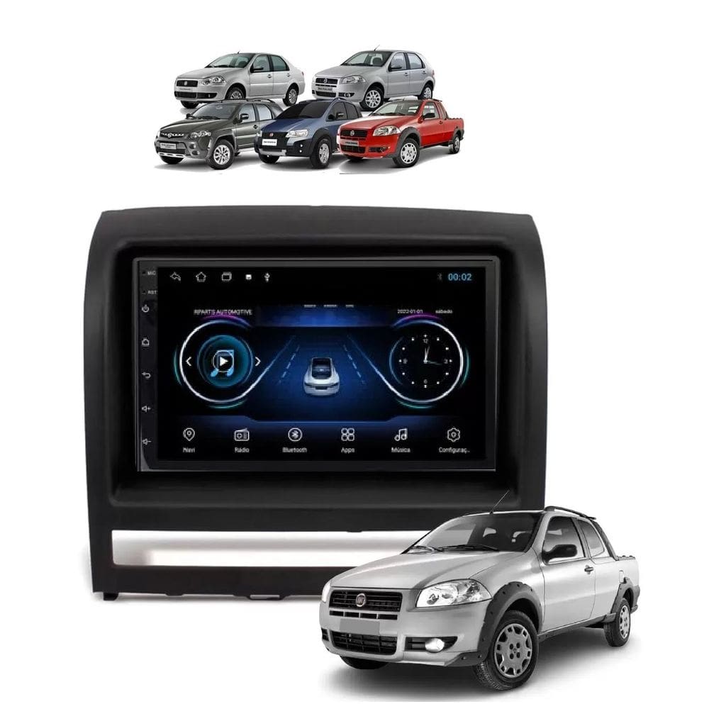 Kit Multimídia Palio Strada Siena 2004 / 2011 7 Pol CarPlay AndroidAuto USB BT - Roadstar 708BR