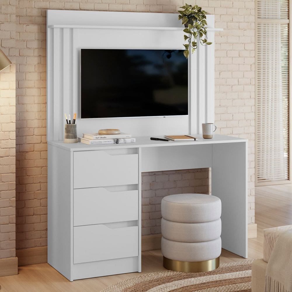 Escrivaninha com Painel Doble 120x159x46 Cm Branco