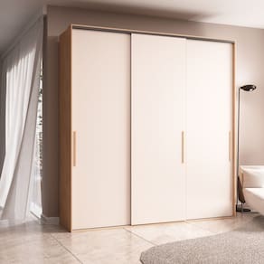 Guarda Roupa 3 Portas de Correr London Carvalho Marrom/Off White