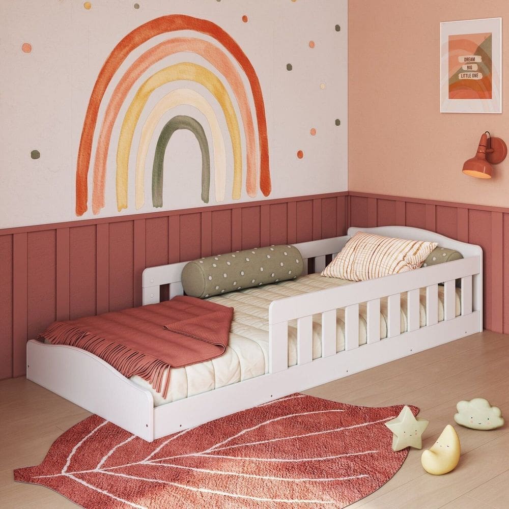 Cama de Chão Montessoriana de Solteiro Linha Encanto Branco