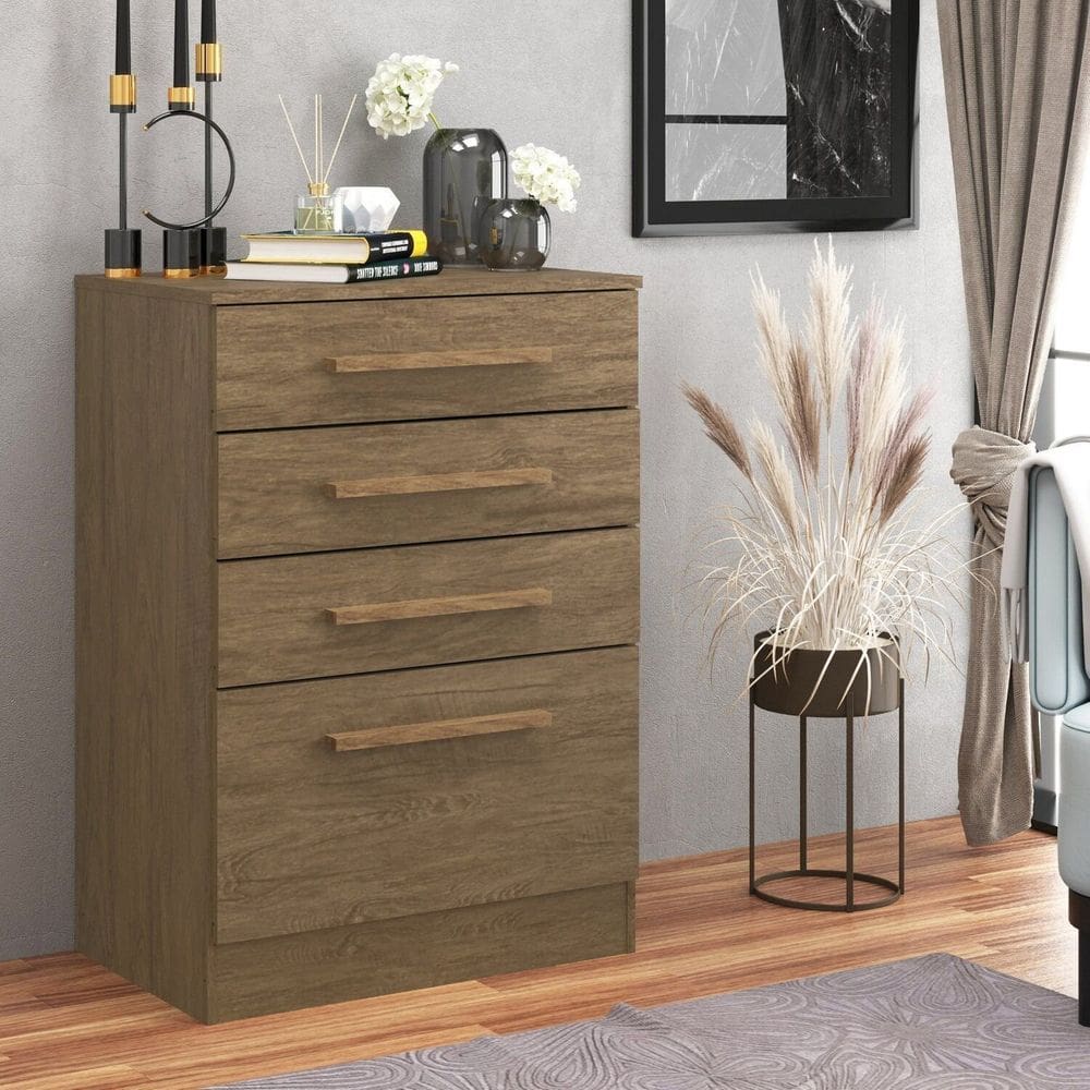 Cômoda para Quarto 4 Gavetas 60x86x40 Cm Wood