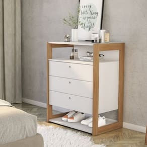Comoda para Quarto Cali 3 Gavetas 90x46,5x70,5 Cm Branco/ Aveiro