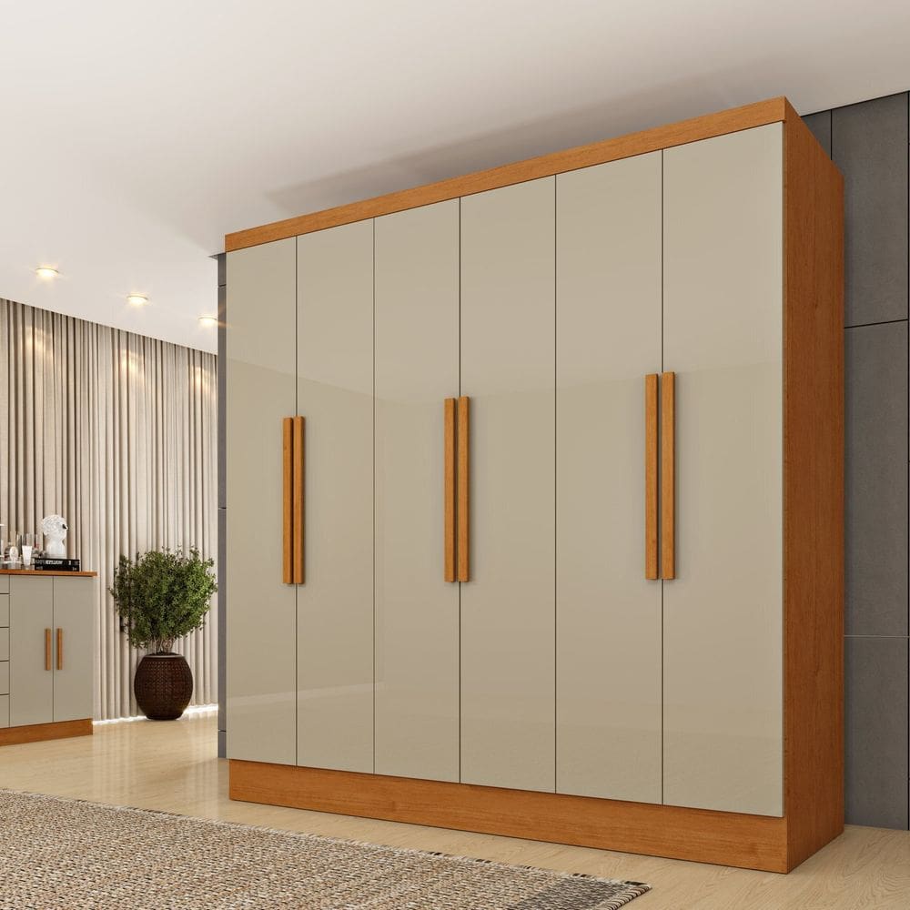 Guarda Roupa 6 Portas 180cm Munique Espresso Móveis Cinamomo/ Off White