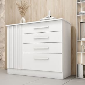 Cômoda 4 Gavetas 104cm Ripada Nova York Neve/Neve