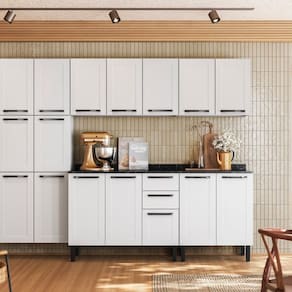 Cozinha Compacta em Aço 5 Peças 16 Portas 2 Gavetas Itatiaia Florença Branco Neve