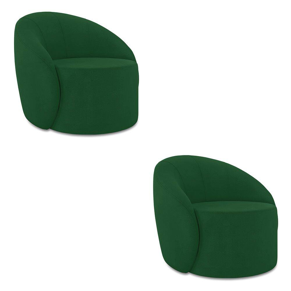 Poltrona Decorativa Orgânica Kit 2 Lua Suede Verde D03 - D`Rossi