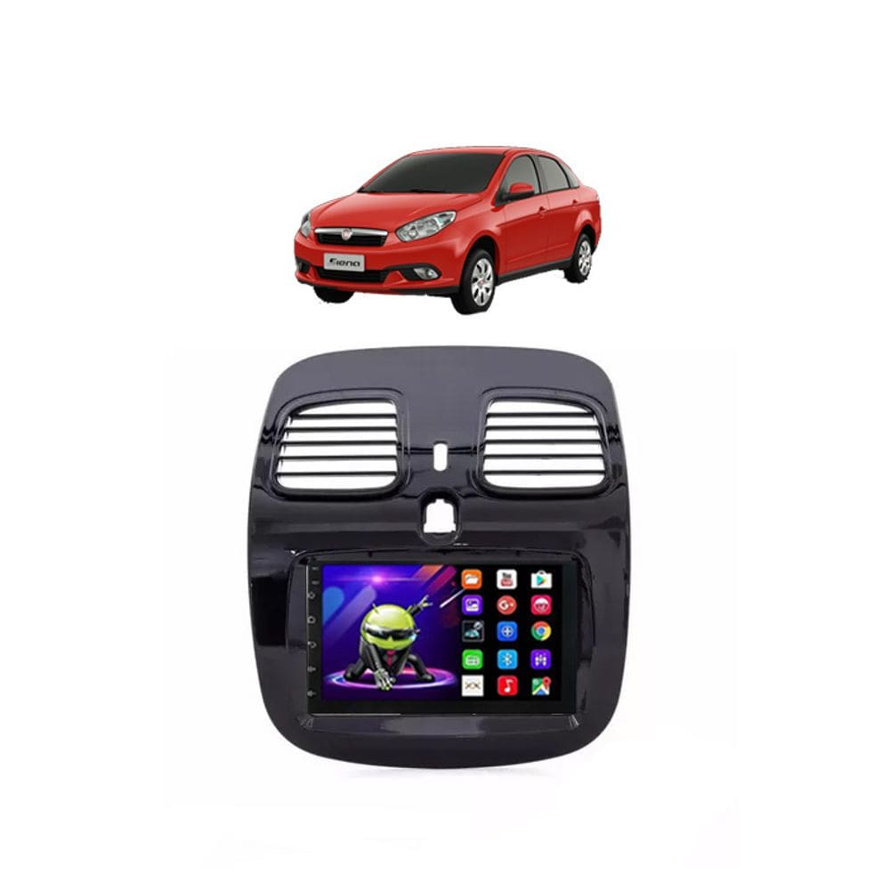 Kit Multimídia Grand Siena Mold Grafite 2012 / 2020 Android 7 Pol Carplay 2/32GB - 701K FirstOption