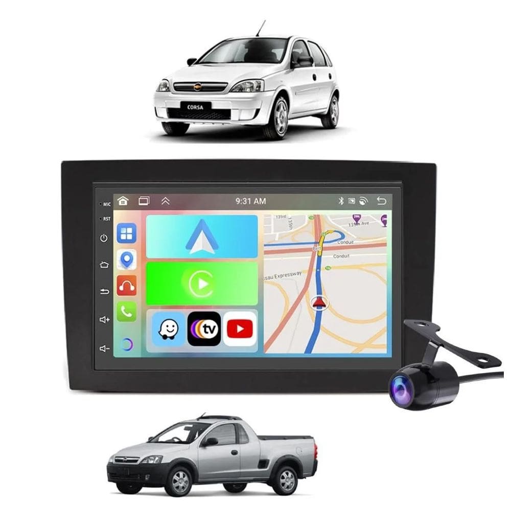Kit Multimídia Corsa Montana Mold Preta 7 Pol Android Carplay 2/32GB - 701K FirstOption