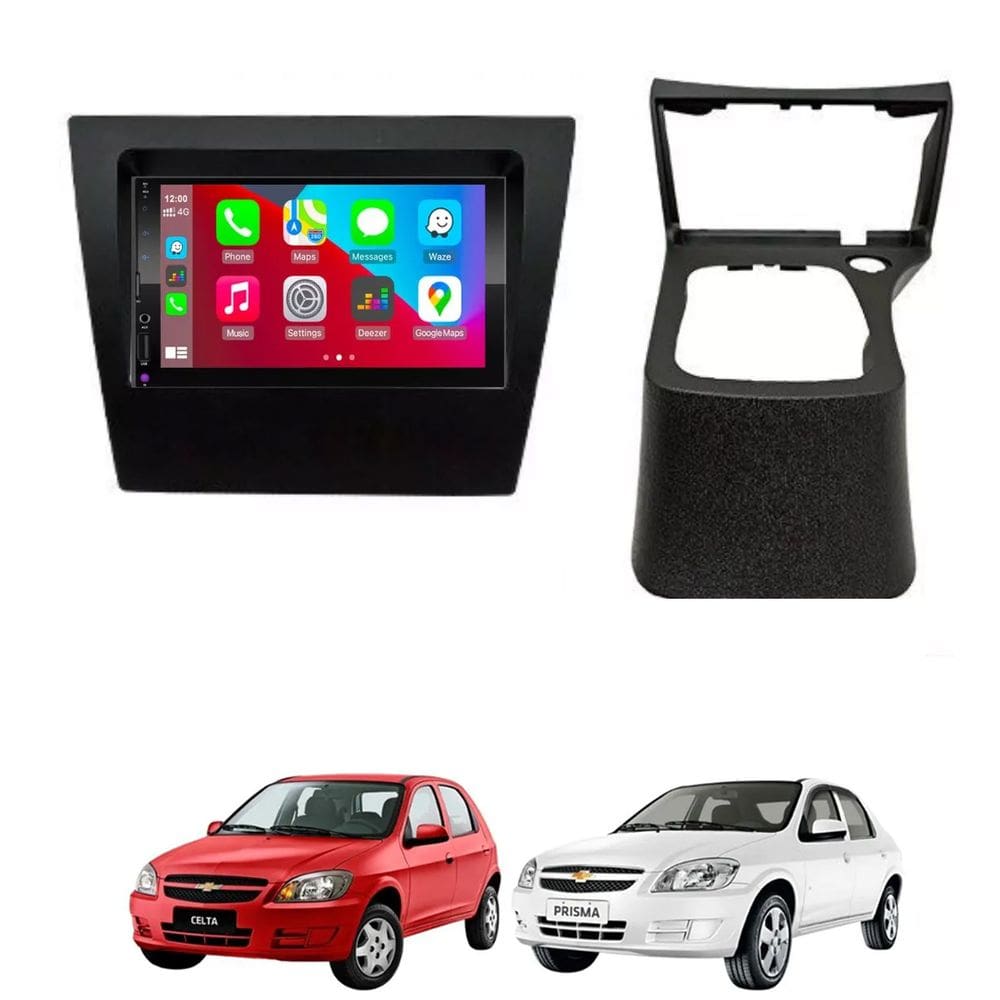 Kit Multimídia Celta Prisma 2006 / 2015 7 Pol Android Carplay 2/32GB - 701K FirstOption