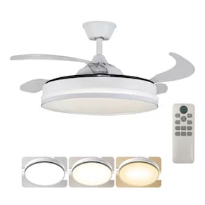 Ventilador Lampada de Teto Led 3 em 1 Grande Retratil Controle Ajustavel Casa Trabalho Sala Quarto Escritorio Recepçao Potente Silencioso Moderno