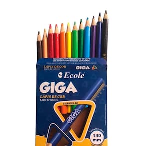 Caixa De Lápis 12 Cores Giga Triangular Escole