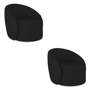 Poltrona Decorativa Orgânica Kit 2 Lua Linho Preto D03 - D`Rossi