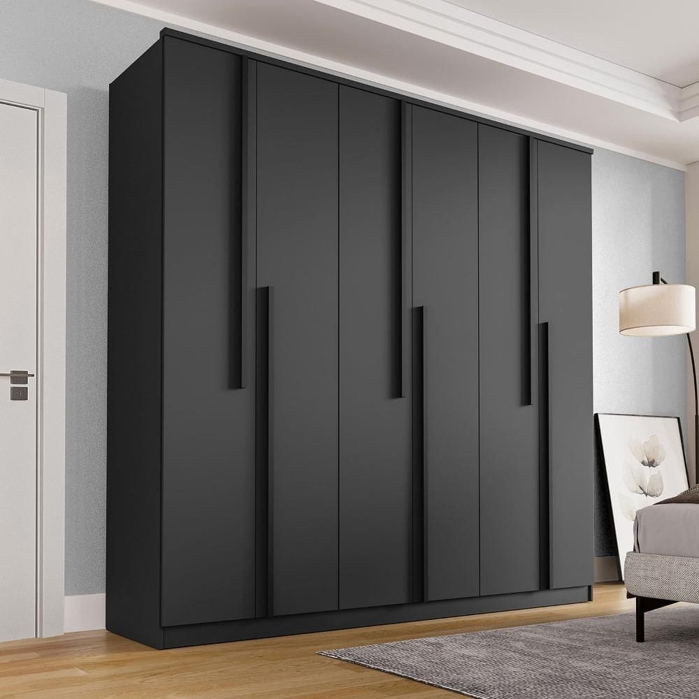 Guarda Roupa Casal 6 Portas 4 Gavetas Sarah CabeCasa MadeiraMadeira Preto