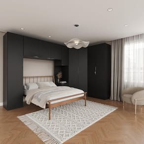 Guarda Roupa Modulado de Canto 5 Peças 10 portas Hera CabeCasa MadeiraMadeira Preto