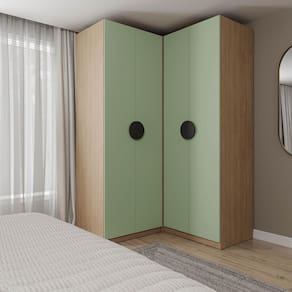Conjunto Modulado Joy 2 Peças Canto, Nicho com 2 Gavetas Cabecasa Madeiramadeira Verde