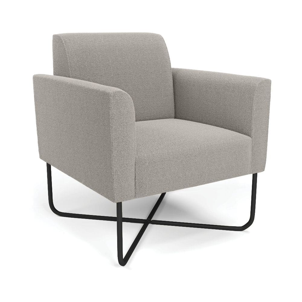 Poltrona Sala Base X Industrial Preto Marisa Bouclê Cinza D03 - D`Rossi