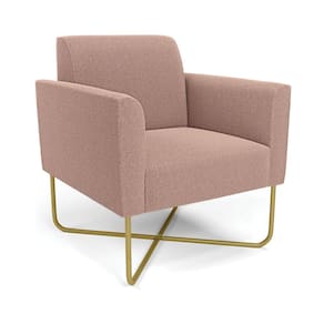 Poltrona Sala Base X Industrial Dourado Marisa Bouclê Rosê D03 - D`Rossi