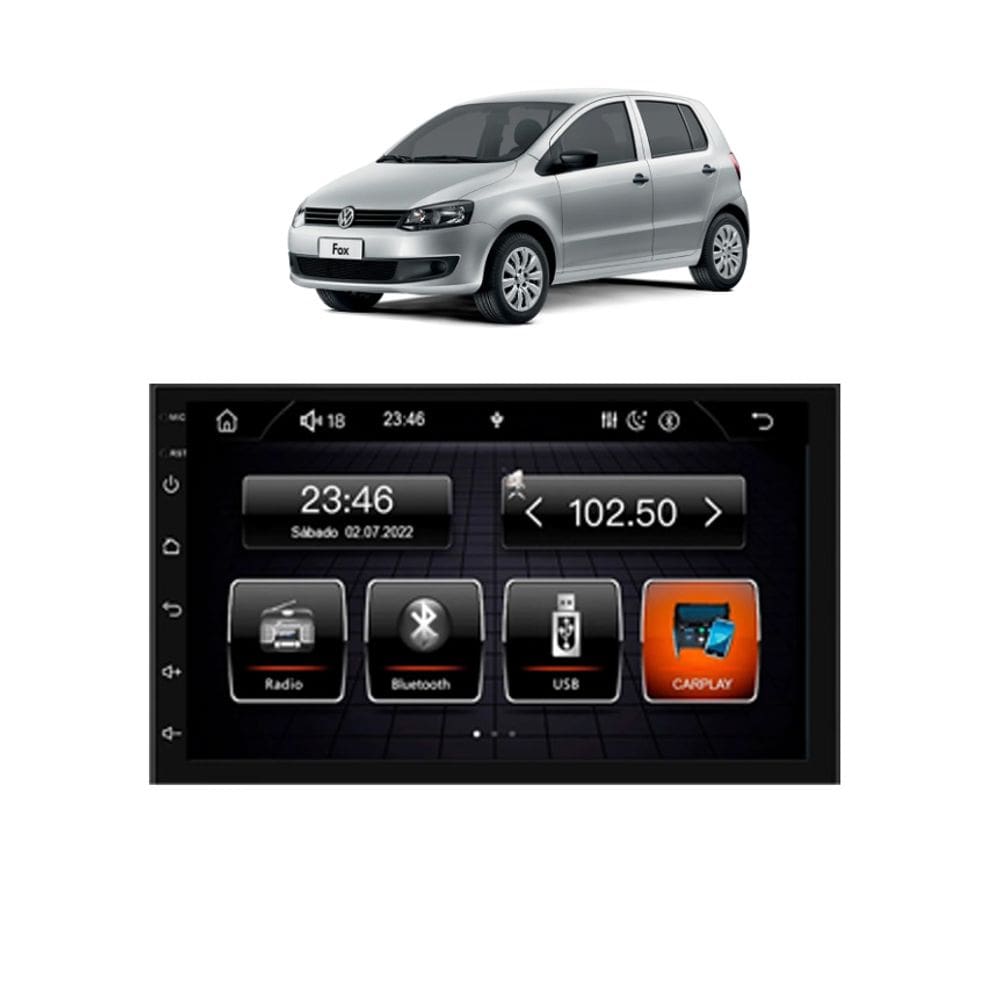 Kit Multimídia Fox SpaceFox 2010 / 2013 7 Pol CarPlay AndroidAuto USB BT - Roadstar 708BR