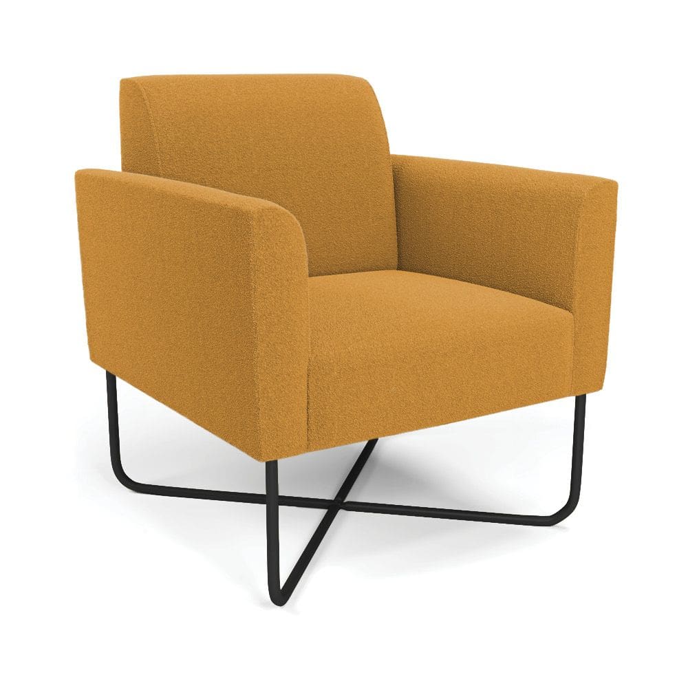 Poltrona Sala Base X Industrial Preto Marisa Bouclê Mostarda D03 - D`Rossi
