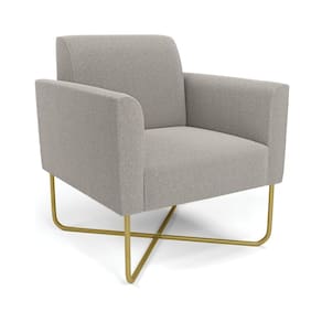 Poltrona Sala Base X Industrial Dourado Marisa Bouclê Cinza D03 - D`Rossi