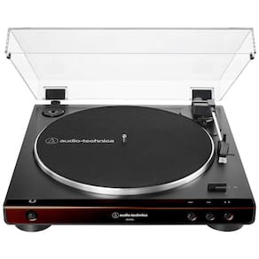 Vitrola Toca Discos Automático por Correia 2 Velocidades e Proteção contra Poeira, 110v, AUDIO TECHNICA AT LP60X BW, Marrom