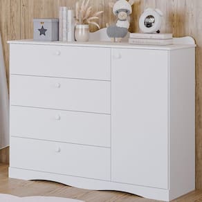 Cômoda Infantil Provençal 4 Gavetas 1 Porta Anti-Tombamento100% MDF