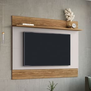 Painel para TV Até 75 Polegadas Icaraí 1 Prateleira Cinamomo/Off White - Móveis Bechara