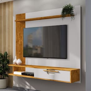 Painel para TV Até 65 Polegadas Jeri 1 Porta Naturallle/Off White - Móveis Bechara