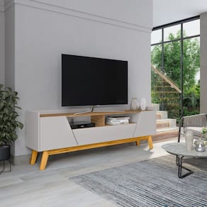 Rack para Tv até 70 Polegadas 2 Portas 1 Gaveta 2 Nichos Decor Off-White/Cinamomo