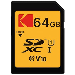 Cartão de memória KODAK Premium 64GB, leitura 85MB/s, gravação 25MB/s