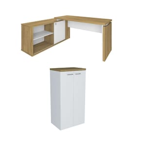 Conjunto Escritório Home Office: Mesa 6135 + Armário 6094