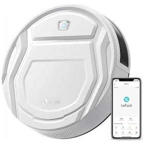 Aspirador de Pó Robô Inteligente e Automático 1800Pa de Potência com Auto Carga Wi Fi APP Alexa Controle Remoto, LEFANT M210, Branco