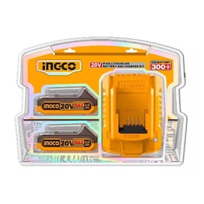Kit 02 Baterias Ingco 2.0 Amper E Carregador 20V Bivolt