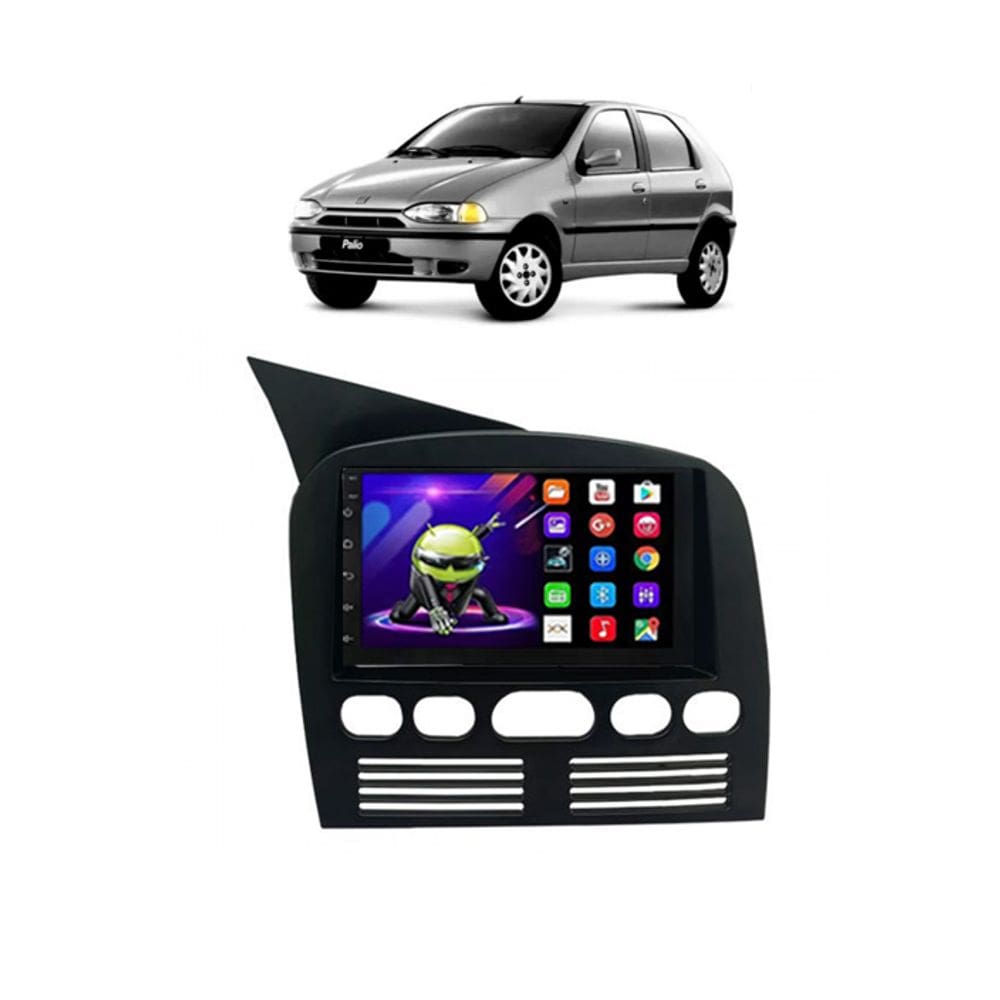 Kit Multimídia Palio Strada Siena 1996 / 2003 7 Pol Android Carplay 2/32GB - 701K FirstOption