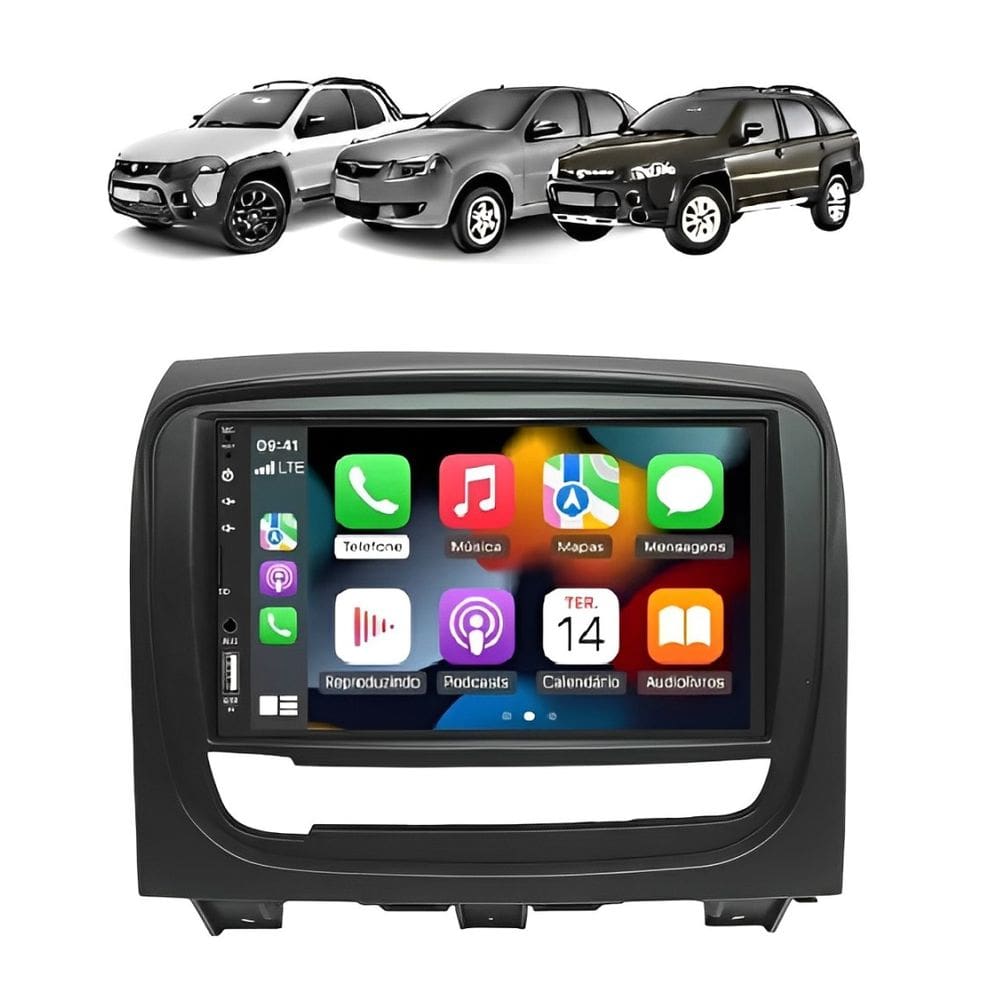 Kit Multimidia Strada Week Siena 2012 / 2019 Mold Preta 7 Pol Android Carplay - 701K FirstOption