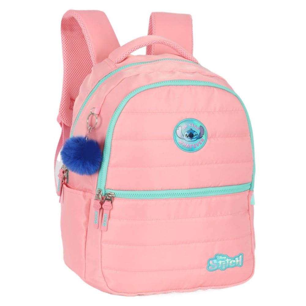 Mochila Escola Repartição Notbook Juvenil Stitch Salmão