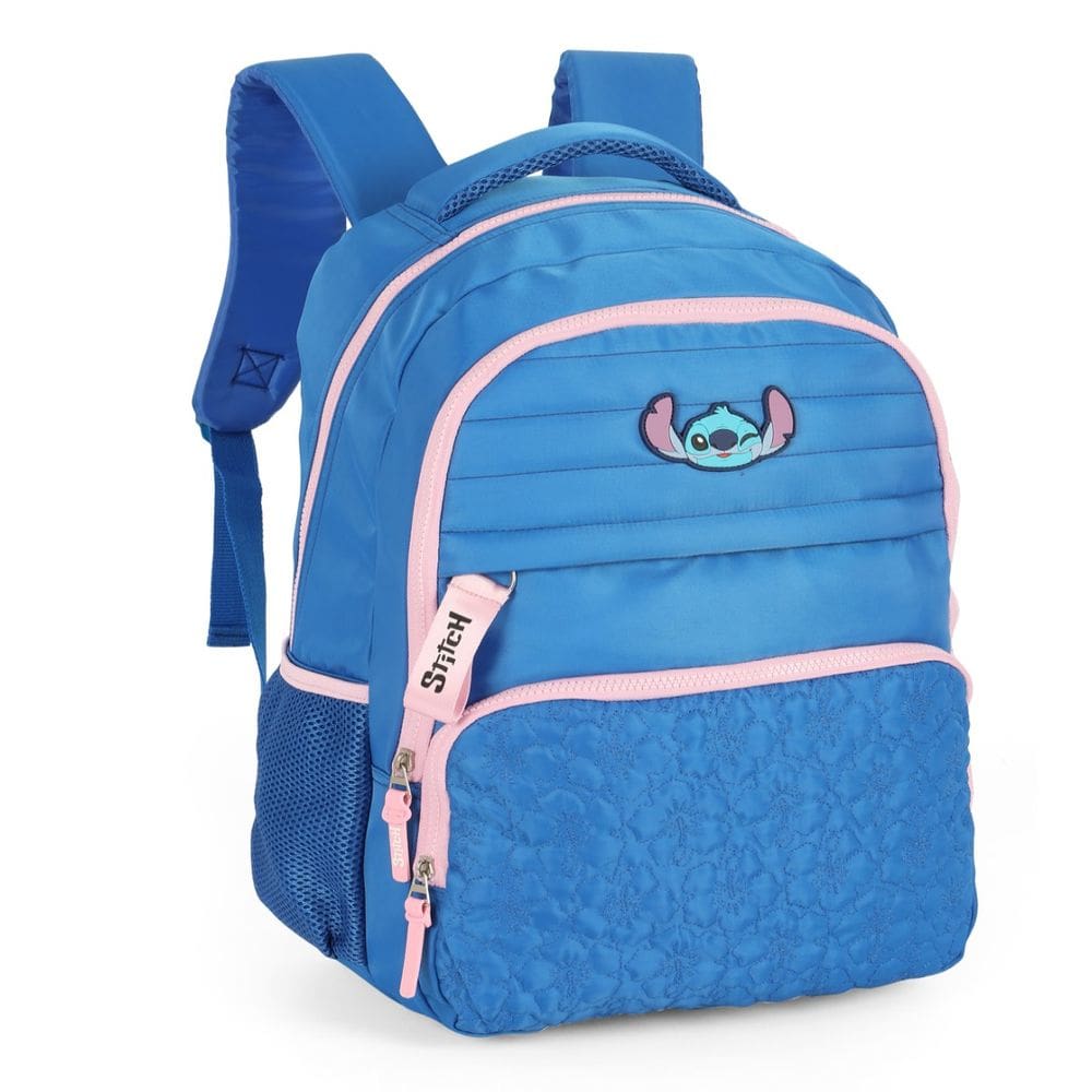 Mochila Escola Repartição Notbook Juvenil Stitch Azul