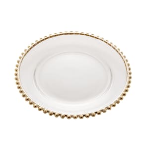Prato Raso de Cristal com Borda Dourada Pearl 28cm - Wolff