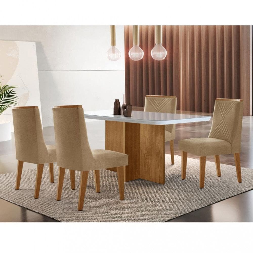 Conjunto Sala de Jantar Mesa Berlim e 4 Cadeiras Montreal Rufato