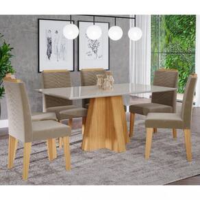 Conjunto Sala de Jantar Mesa Patricia 160cm 6 Cadeira Clarice Cimol